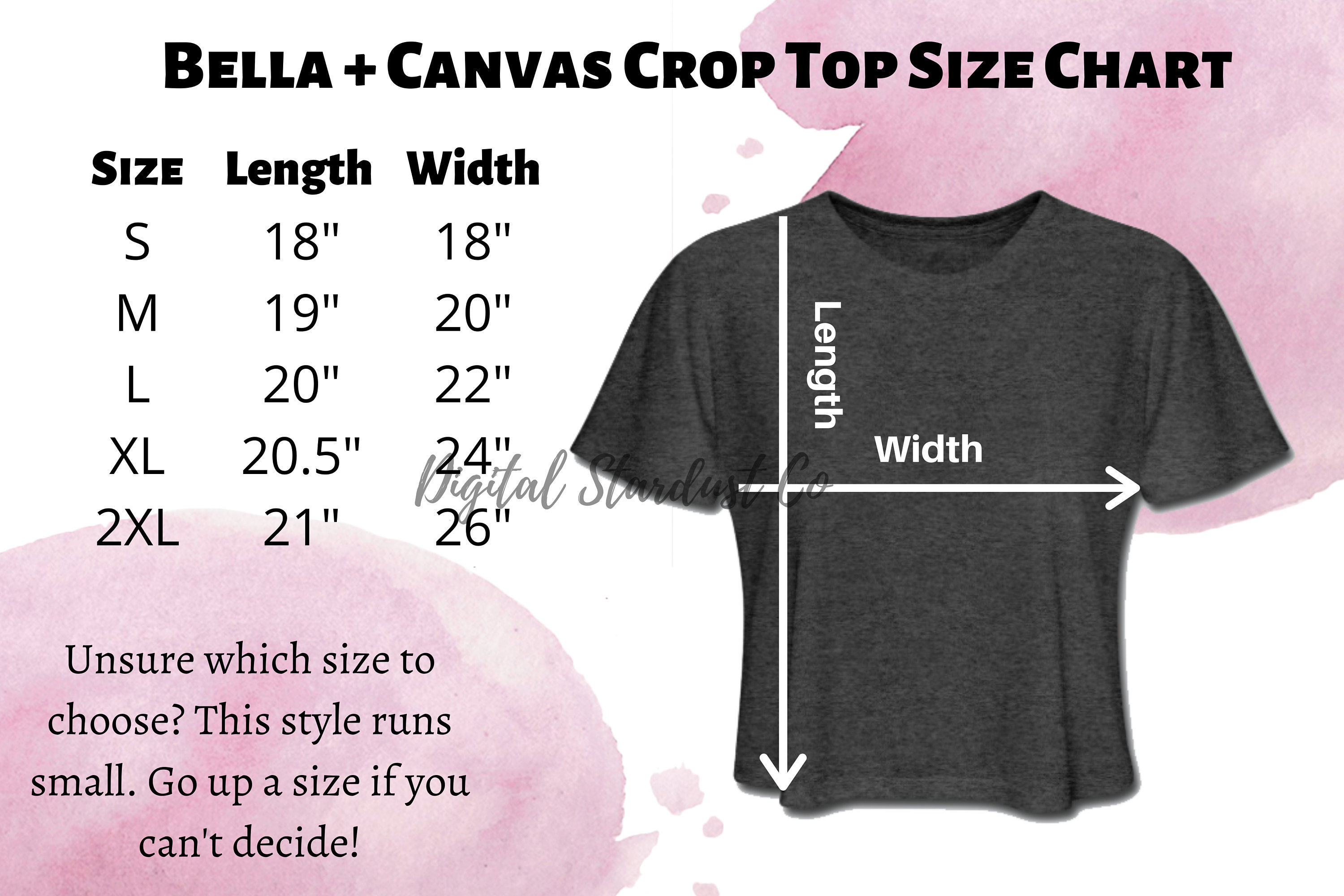 Bella Canvas 8882 Size Chart Bella Canvas Crop Top Bella Etsy