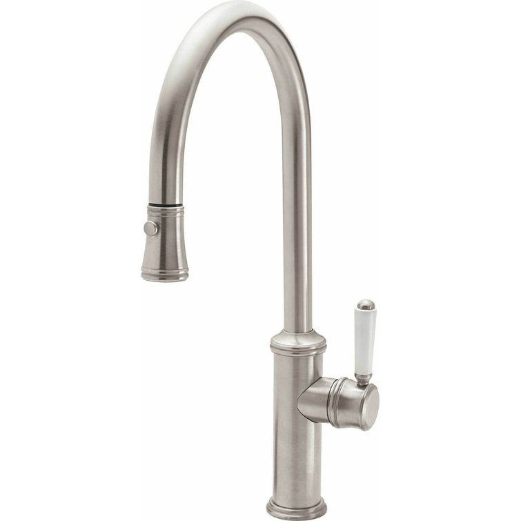 California Faucets Davoli Pull Down Kitchen Faucet With Button Sprayer