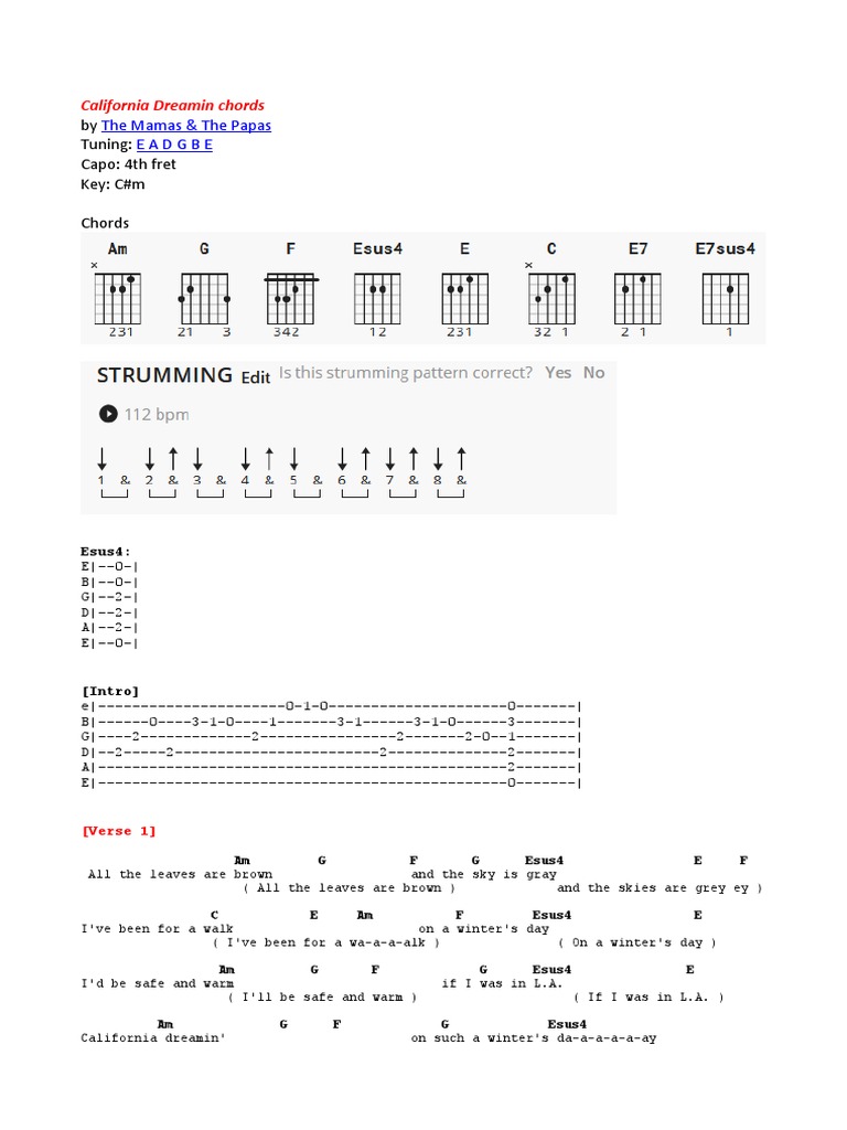 How To Play California Dreamin Chords? Simple Tutorial