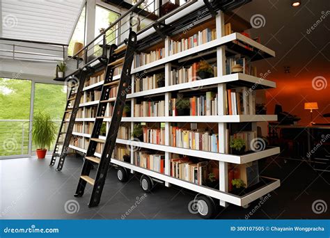 Modern Style Integrate A Rolling Library Ladder For Easy Access Ai