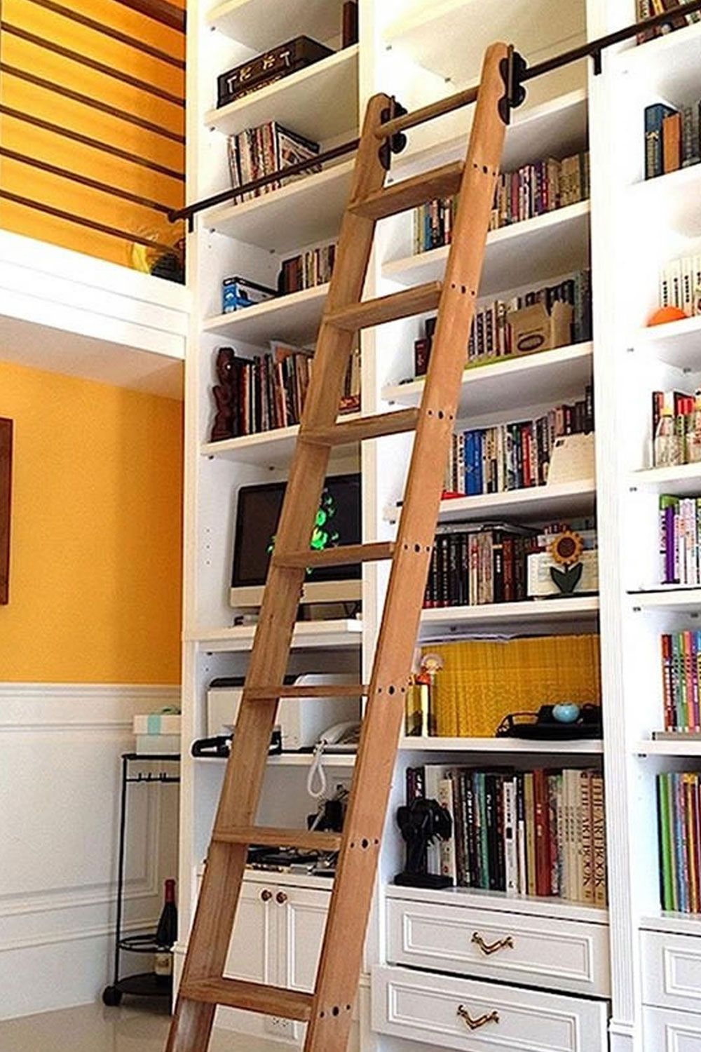 Rolling Library Ladder: Easy Book Access