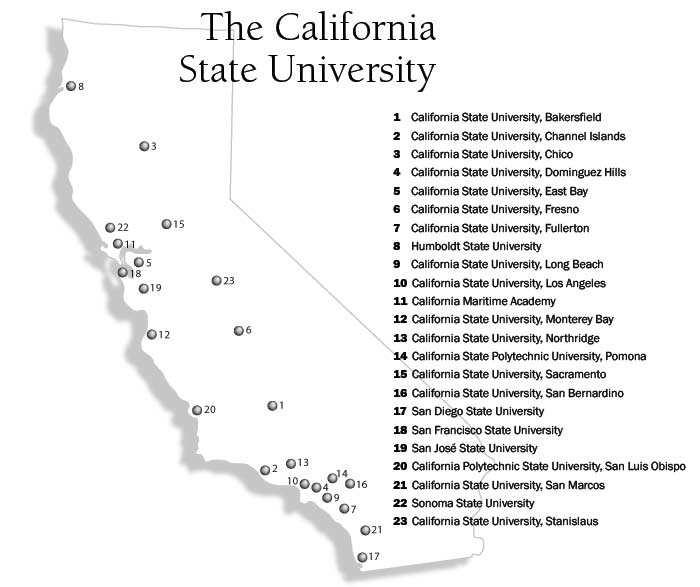 Universities In California Map Of California State Universities